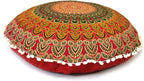Large Round seat Floor Cushion Chair Ottoman Cover Pouf Pillow Meditation Floor Cushions for Adults Seating pouffe Ottoman Throw Covers Craft Room Furniture Sitting Cover 22 Inches Red Yellow