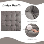 Meditation Floor Pillow 22×22 Inch 2 Pack Large Floor Cushions for Adults Square Tufted Corduroy Floor Pillows for Yoga Living Tatami Room Grey