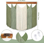 Dremisland Macrame Wall Hanging Dip-Dyed Large Boho Wall Decor Yarn Tapestry Handmade Sage Green Woven Tapestry Wall Art Decorations for Bedroom Living Room Nursery Apartment 31.5"x29.5"