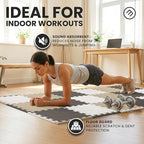 bemaxx Gym Mats Set - 18 pcs EVA Interlocking Foam Floor Tiles (12.6"x12.6"x0.4") 18sqft Protective Gym Flooring Sports Home Workout Exercise Mats Puzzle Garage Fitness Play-Room Pool Treadmill Bike