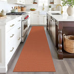 EARTHALL Woven Runner Rug 2x8 Ft Washable Runners for Hallways Cotton Non Slip Rubber Backed Kitchen Runner Braided Indoor Floor Carpet for Entryway, Hallway, Kitchen, Bedroom, Rustic Orange/Tan