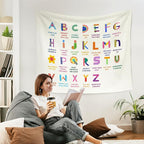 WARDOS Alphabet Nursery Inspirational Tapestry, Boho Kids Tapestry Wall Hanging, ABC Alphabet Inspirational Educational Wall Blanket Decor for Toddler Kids Room Nursery Playroom Classroom, 50x60 Inch