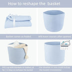 Cotton Rope Basket For Girls Boys Kids 16”X14” Baby Laundry Baskets Nursery Bin Round Woven Basket For Storage Toys Blankets Shoes Clothes blue
