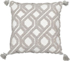 Boho Pillow Covers 18X18 Inch Boho Tufted Throw Pillow Covers Decorative Tassels Cushion Cover Farmhouse Pillow Case for Couch Sofa Bed Living Room Bedroom, Taupe