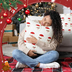 2 Pcs Christmas Tufted Throw Pillow Covers 18 x 18 Inch Cute Santa Claus Soft Dutch Velvet Pillowcase Xmas Red White Square 3D Embroidery Cushion Cover Winter Holiday Decor for Sofa Couch Bed