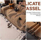 VClife Boho Couch Cover Washable Sectional Sofa Cover, Pet Couch Cover for Loveseat Versatile Coffee Black Geometry Sofa Throw Cover for L-Shape Sofa - Anti Slip Couch Sofa Cover for Dog 71"x118"