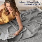 PHF 100% Cotton Muslin Throw Blanket 50" x 60", 4-Layer Lightweight Gauze Throw, Breathable Cloud-Soft Minimalist Blanket for Bed, Couch, Camping & Baby, Grey, Ideal Gift