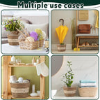Mumufy 6 Pcs Seagrass Planter Basket Flower Pots Cover Plant Baskets Hand Woven Plant Basket Storage Containers with Plastic Liners for Indoor Outdoor Flower Pots Decoration 10, 7, 8.3 Inch(Novel)