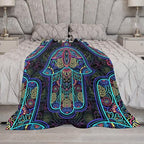 Boho Mandala Throw Blanket Colorful Hand Bohemian Blanket for Sofa Bed Couch Chair Or Dorm 70"x80"