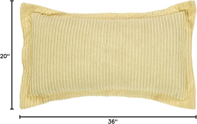 Better Trends Jullian Collection is Super Soft and Light Weight in Bold Stripes Design 100% Cotton Tufted Unique Luxurious Machine Washable Tumble Dry, King Sham, Yellow