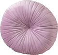 HLOVME Round Pillow Cushion for Couch Velvet Decorative Small Throw Pillow Solid Color for Living Room Bed Floor 15.7”, Light Purple