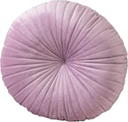 HLOVME Round Pillow Cushion for Couch Velvet Decorative Small Throw Pillow Solid Color for Living Room Bed Floor 15.7”, Light Purple