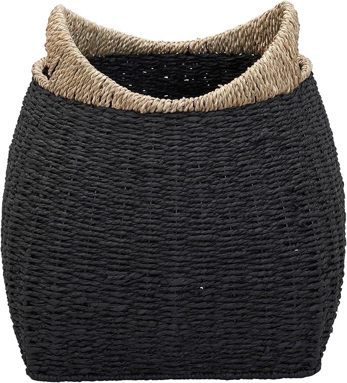 Household Essentials Handled Basket, Two Tone Seagrass and Paper Rope