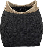 Household Essentials Handled Basket, Two Tone Seagrass and Paper Rope