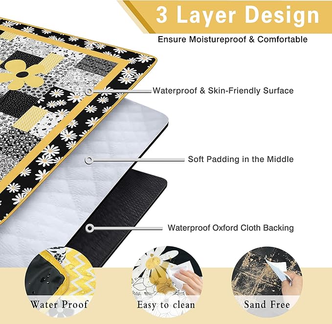Extra Large Picnic Blankets Waterproof Foldable (80 "x 80") Beach Blanket Waterproof Sandproof,3-Layer Thicking Mat Outdoor Packable Camping Blanket