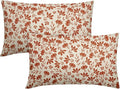 Burnt Orange Floral Pillow Covers 12x20 Set of 2 Vintage Rustic Old Style Cute Flower Cream Print Rectangle Decorative Outdoor Pillowcases Fall Farmhouse Throw Cushion Case Couch Sofa Bed Decor