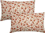 Burnt Orange Floral Pillow Covers 12x20 Set of 2 Vintage Rustic Old Style Cute Flower Cream Print Rectangle Decorative Outdoor Pillowcases Fall Farmhouse Throw Cushion Case Couch Sofa Bed Decor