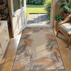LIVEBOX Modern 3x5 Jute Outdoor Patio Rug, Washable Rugs for Entryway Porch, Tropical Leaf Boho Farmhouse Carpet, Non Slip Front Door Mat for Outdoor Indoor Entryway Decor (Beige 3'x5')