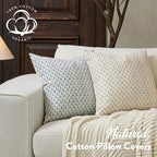Floral Pillow Covers 20x20 Pillow Cover Block Print Couch Pillows for Living Room Decorative Neutral Accent Throw Pillow Covers, 1PC, Aqua Blue