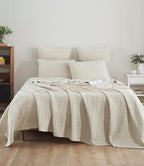 VHC Brands 100% Cotton Waffle Weave Twin Blanket 66"x90", Decorative Lightweight Spring and Summer Throw Blanket, Bedroom Decor for Bed, Couch, or Sofa, Natural