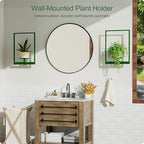 Green Metal Wall Plant Holder - 2-Pack Wall Mounted Plant Stands and Hanging Holders for Indoor Planter and Flower Pot -Rectangle Decor Shelf for Plant Storage (Pot Not Included)