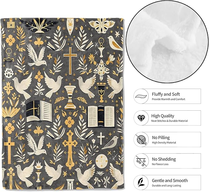 Peaceful Faith Throw Blanket - 60x80in,Ultra Soft, Cozy Lightweight Flannel,Cross, Dove & Bible Blankets - Christian Gifts for Women & Religious Lovers,for Couch Home Living Room Decor