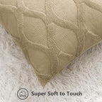 decorUhome Spring Throw Pillow Covers 18x18 Inch Set of 2, Soft Plush Faux Fur Wool Khaki Accent Couch Pillow Covers for Modern Farmhouse Bed Sofa Living Room