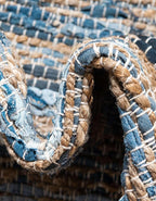 Unique Loom Chindi Jute Collection Area Rug (1' 2" x 6' 1" Table Runner, Navy Blue/ Natural)