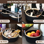 Sea Team 3-Pack Small Cotton Rope Storage Basket Set - Portable Round Organizers with Jute Braid for Small Items, Keys, Makeup & Trinkets