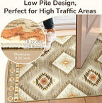 Area Rug 2x5 Rug Machine Washable Non-Slip Low Pile Print Pattern Western Rug for Living Room Bedroom Entryway Tribal Series-Cream/Camel