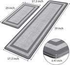 Mattitude Kitchen Mats Set of 2 Cushioned Rugs 0.47 inch Thick Anti-Fatigue Mats for Kitchen Floor,Waterproof Non-Slip Mats and Rugs Set for Office,Floor,Laundry 17.3"×29"+17.3"×59",Grey