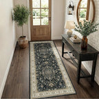 Area Rugs 2'x6' Runner Rug Non Slip Washable for Kitchen Hallway Bedroom Beside Laundry Room Bathroom Rug, Floor Carpet, Vintage Black Brown Neutral