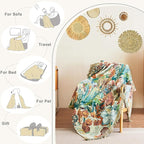 Boho Throw Blanket for Bed Cotton Spring Blankets Twin Size for Bedroom Living Room All Season Lightweight Botanical Floral Embroidery Quilt for Couch Sofa Chair 60"x80" Home Decor