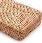 Rattan Bathroom Vanity Trays Toilet Tank Baskets Long Narrow Hand Towel Storage Basket for Storage, Decorative (Natural 16.3 x 6.1 x 2 inch)
