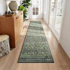 Lofus 2X 8 Area Rug for Hallways,Green Washable Runner Rugs with Non Slip Rubber Backing, Low Pile Soft Carpet Runner for Kitchen Bathroom Bedroom Laundry