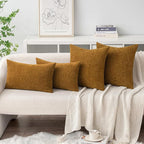 MIULEE Pack of 2 Couch Throw Pillow Covers 12x20 Inch Soft Mustard Chenille Lumbar Pillow Covers for Sofa Living Room Solid Dyed Cases