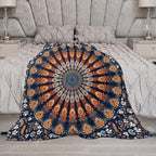 Indian Hippie Bohemian Throw Blanket Beautiful Peacock Mandala Blanket for Sofa Bed Couch Chair Or Dorm 50"x60"