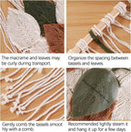 Tiaforza Macrame Wall Hanging Decor Art, Handmade Leaf Feather Woven Boho Wall Tapestry, Ideal Decor for Apartment, Bedroom, Living Room, Office, and Dining Area, Size 16.5"x29.5"