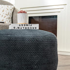 Asuprui Pouf Ottoman Unstuffed Ottoman Foot Rest No Filler Soft Foot Stool 20x20x12 Inches Fuzzy Chair Floor Pouf Chair with Storage for Living Room Bedroom Dark Gray