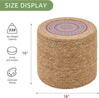 Wimarsbon 18'' Ottoman Pouf, Natural Braided Poof, Rustic Handweave Lounge Pouffe, Boho Footrest Stool for Bedroom, Accent Table for Living Room (18inch Natural Cattail-Boho Style 1)
