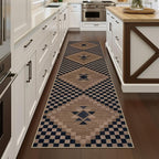 LIVEBOX Easy Jute Runner Rugs for Hallway 2x10, Non Slip Washable Rug Runner, Checkered Extra Long Rugs for Hallways, Ultra Thin Farmhouse Kitchen Rug for Hardwood Floor