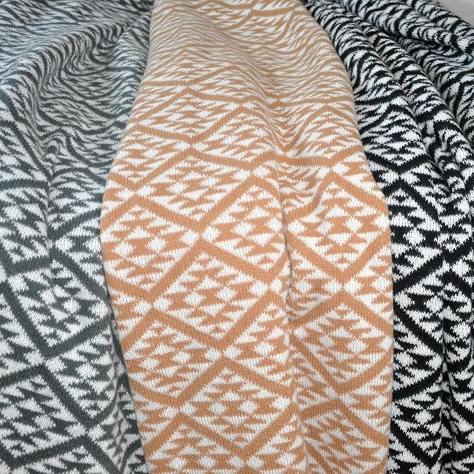 Knitted Full Size Throw Blanket - Lightweight Breathable Summer Soft Blanket of Polyester Imitation Cotton for Anti-Static,Luxury Throws for Bed, Couch and Sofa,Cozy Decorative Blankets,D2