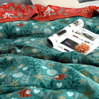 Boho Throw Blanket for Bed 100% Cotton Ultra Soft Rustic Quilt Spring Blanket Floral Farmhouse Decor Bed Blankets,60"x80" All Season Rustic Throw for Sofa Couch Chair
