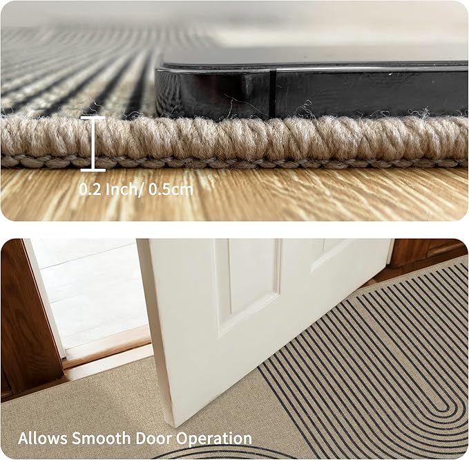 Easy Jute Rug 5x7: Indoor Outdoor Natural Boho Area Rugs for Living Room Patio Washable - Farmhouse Neutral Contemporary Carpet Mat for Entryway Bedroom Kitchen Backyard Sunroom Non Slip
