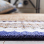 SAFAVIEH Natural Fiber Collection Area Rug - 6' x 9', Natural & Navy, Handmade Farmhouse Boho Coastal Rustic Jute, Ideal for High Traffic Areas in Living Room, Bedroom (NF874N)