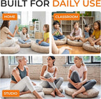 Cheer Collection Extra Large Floor Pillow, 32" Round Meditation Cushion, Oversized Yoga Pillow & Floor Cushions for Adults, Floor Pillows for Sitting, Meditation, and Seat Cushion - Taupe