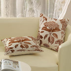 Orange Pillow Covers 20x20 Set of 2 Vintage Boho Floral Hydrangea Herbs Botanical Fall Throw Pillows Fall Outdoor Decoration Pillowcase Linen Farmhouse Cushion Case Decorative for Couch Sofa