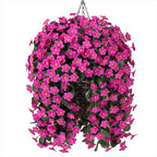 HyeFlora Artificial Fake Hanging Flowers Plants Baskets for Outdoor Spring Decoration, Faux Silk Fuchsia Daisy Mums Trailing Orchid UV Resistant for Home Outside Porch Garden Yard Patio Decor