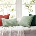 Softalker Throw Pillow Covers 18x18 Inch, Set of 2, Soft Corduroy Boho Stripe Decorative Pillow Cover, Couch Fluffy Pillow Cover for Farmhouse Home Decor Bed Living Room, Red