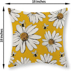 Summer Pillow Covers 18x18 Inch Set of 2 Yellow Daisy Sunflowers Floral Bee Pillow Covers Spring Outdoor Pillow Cases Linen Farmhouse Seasonal Cushion Covers Decor for Living Room Bedroom